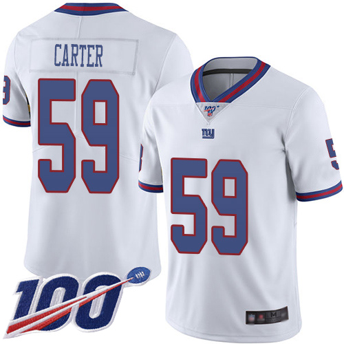 Men New York Giants #59 Lorenzo Carter Limited White Rush Vapor Untouchable 100th Season Football NFL Jersey->new york giants->NFL Jersey